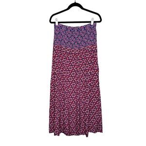 Juicy Couture Ditsy Daisy Floral Silk Maxi Skirt Size 6 Pink Red New Black Label